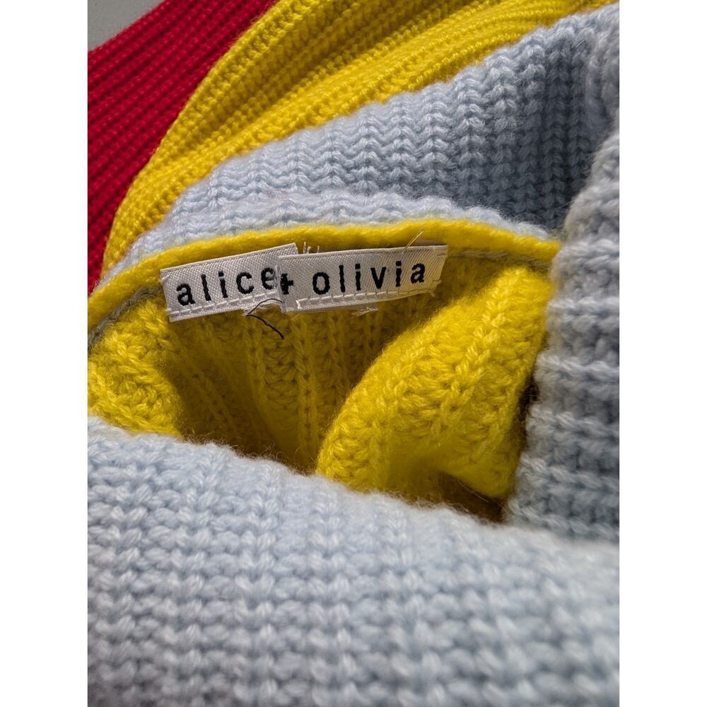 ALICE + OLIVIA Cashmere Blend Color-Blocked Turtleneck Sweater Sz S Yellow Red - Picture 10 of 10